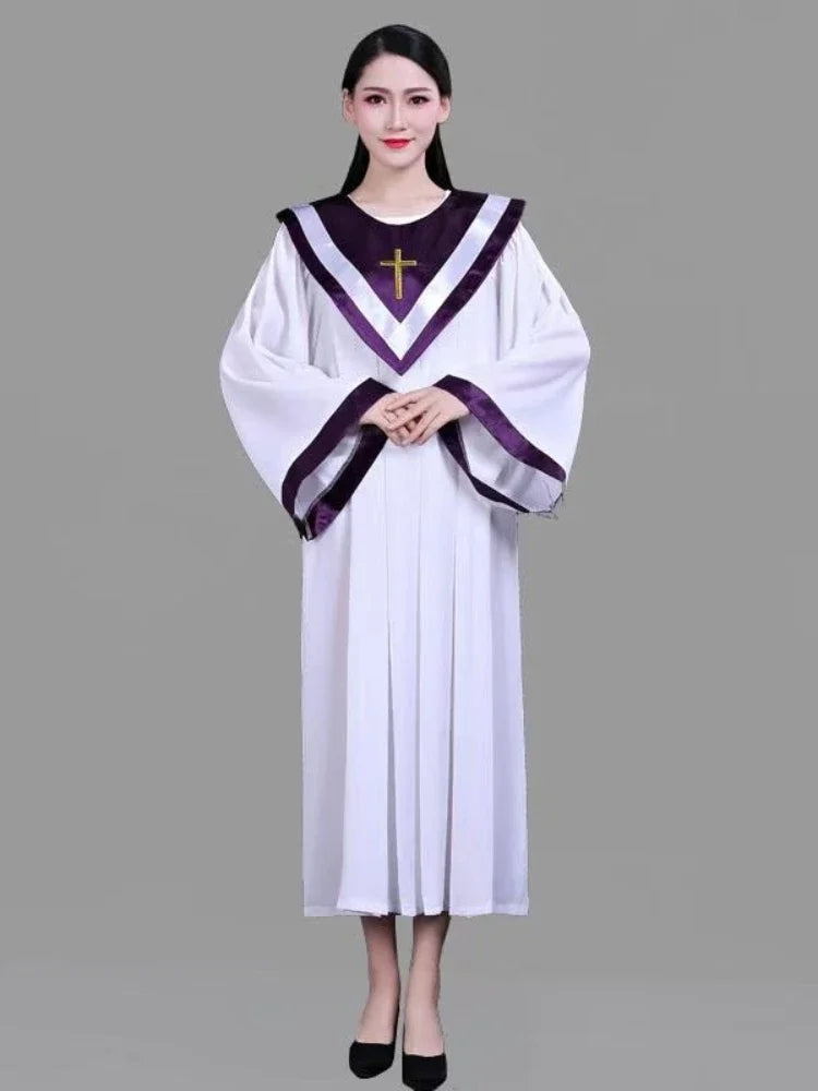 Christian Costume Christian Church Choir Saint Costume Long Sleeve Jesus Class Service Wear Sing Robe Sing Dress Jesus Outfit