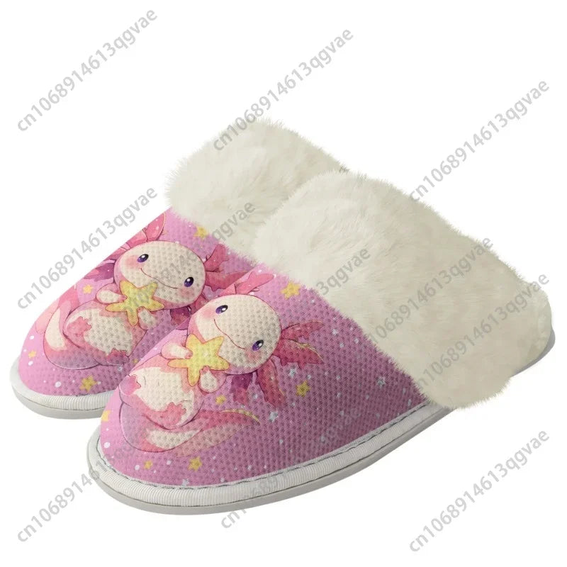 Pink Butterfly Petals Christmas Gift Slippers Mens Womens Home Cotton Plush Bedroom Keep Warm Custom Thermal Lightweight Slipper