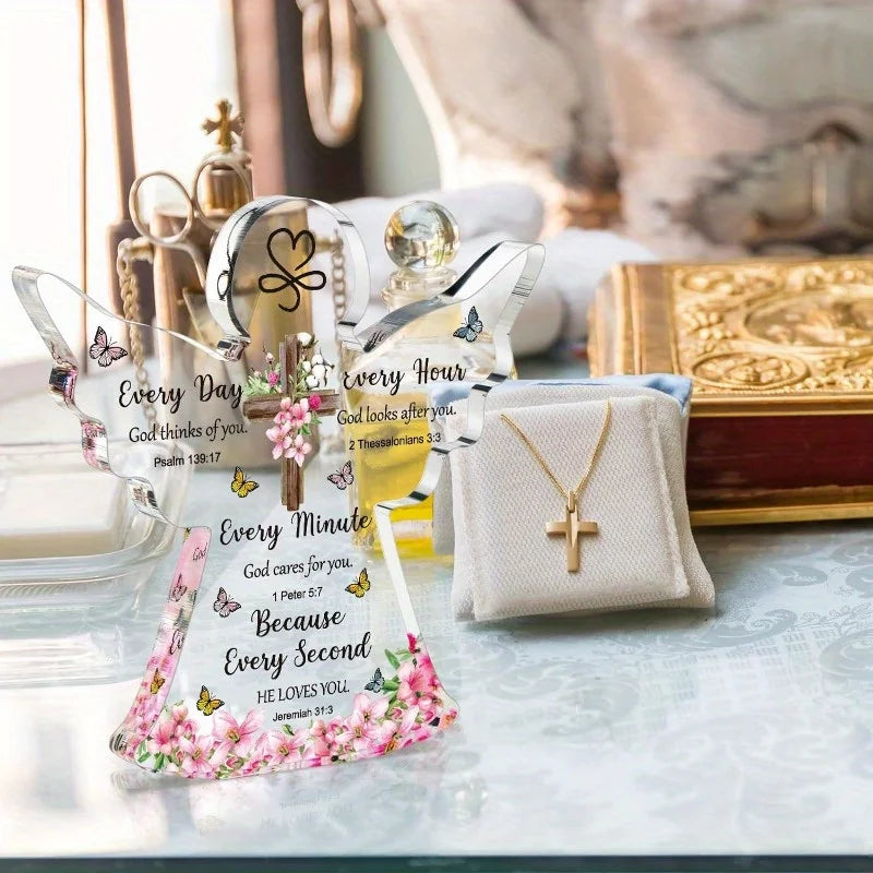 Christian Acrylic Collectible Figurine – Bible Verse Prayers, Inspirational Gift for Women/Men (Valentine’s/Birthdays)