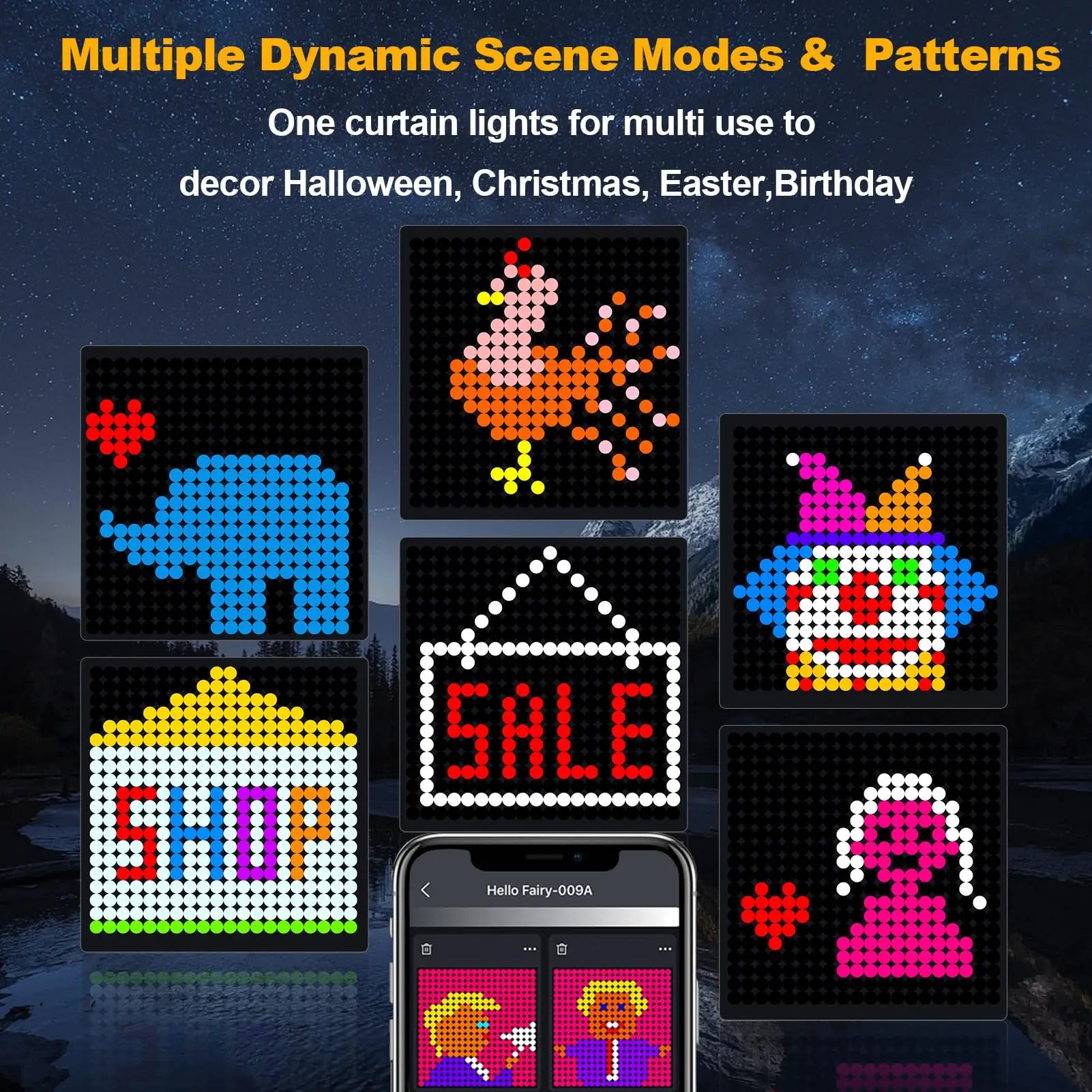 Smart RGB Curtain Light String USB Plug Remote Control LED Curtain Light APP Bluetooth Control String Lights for Room Decoration