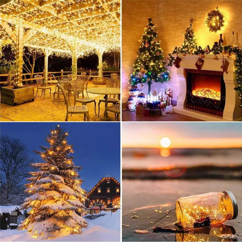 ONCE Solar Powered Lights 200 LED String Fairy Lights for Outdoor Christmas Lighting Courtyard Street Garden Decor 20m