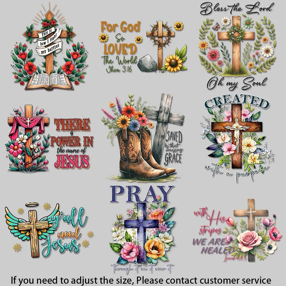 Christian Symbol Art Jesus - related Motifs Heat Transfers for Clothing Colorful Creations Stretch - resistant Stickers DIY