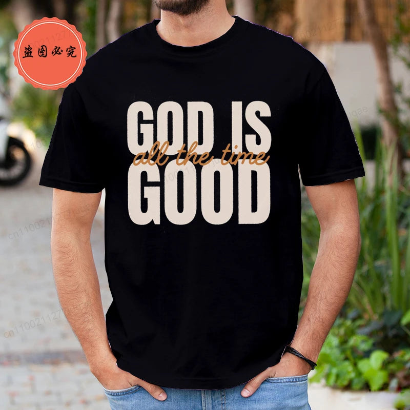 Retro Christian T-Shirt for Men Women Short Sleeve Funny T Shirt Tee Shirt God Is Good All The Time Fashion Summer Mens Clothing