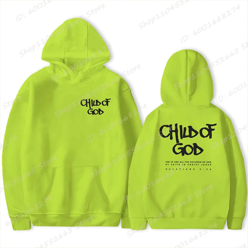 I Am A God Child Letter Print Hoodies Christian God Sweatshirts Hooded Pullover Pray The Lord Sweatshirt Women's Clothing