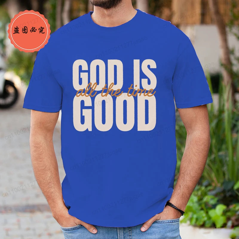 Retro Christian T-Shirt for Men Women Short Sleeve Funny T Shirt Tee Shirt God Is Good All The Time Fashion Summer Mens Clothing