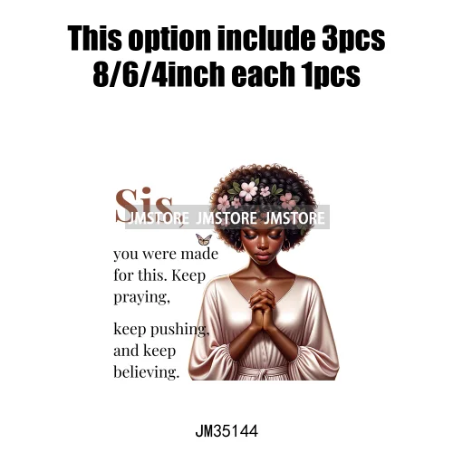 Christian Black Woman Positive Affirmation Bible Praying Blessed Iron on DTF Transfers Stickers Ready to Press for Clothing Bags