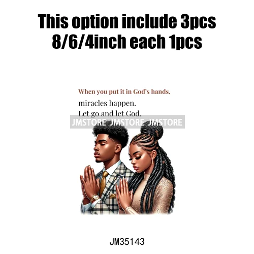 Christian Black Woman Positive Affirmation Bible Praying Blessed Iron on DTF Transfers Stickers Ready to Press for Clothing Bags