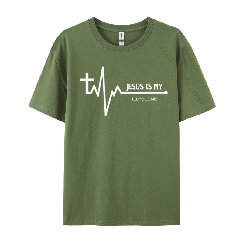 Christian Heartbeat Cross Graphic Fitness Tight Gift Cotton Man Tops Tees Birthday Top T-Shirts 2024 T-Shirt Men Clothing