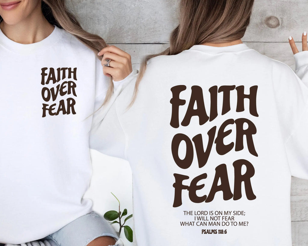 Faith Over Fear Christian Sweatshirt Hoodie Men's and Women's Round Neck Sweatshirts Y2k Tops Autumn Pullover Women Clothing