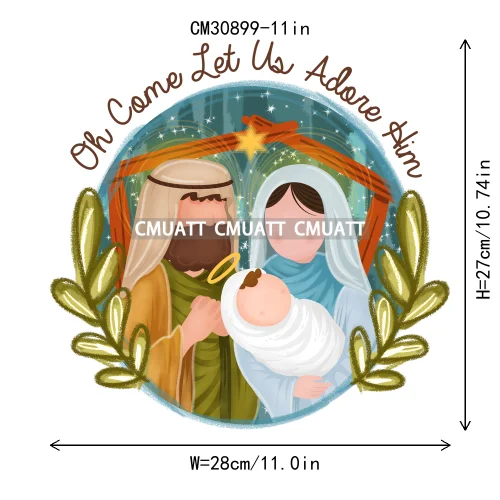 Coquette Jesus Glory To God In The Highest Christian Merry And Bright Christmas DTF Heat Transfer Stickers Iron On For Clothing