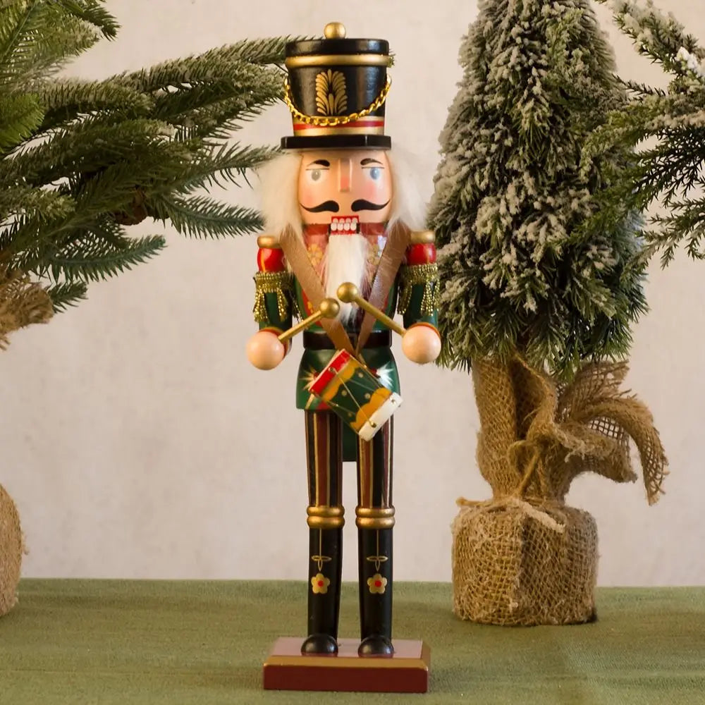 Merry Christmas Vintage Christmas Nutcracker Handicraft Painted Soldier Doll Drummer 30cm Handcraft Figurine New Year