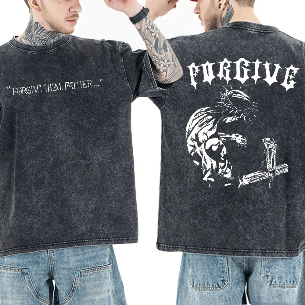 Christian Jesus Faith Bible Verse Washed T-shirts Men Women Clothing Fashion Vintage Oversized T Shirts Casual Cotton T-shirt