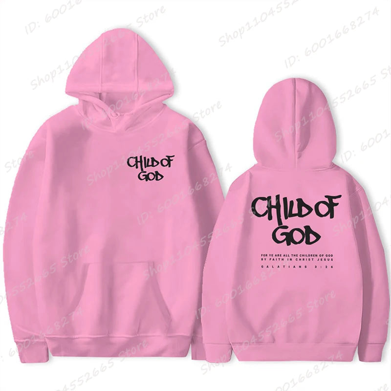 I Am A God Child Letter Print Hoodies Christian God Sweatshirts Hooded Pullover Pray The Lord Sweatshirt Women's Clothing