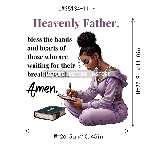 Christian Black Woman Positive Affirmation Bible Praying Blessed Iron on DTF Transfers Stickers Ready to Press for Clothing Bags