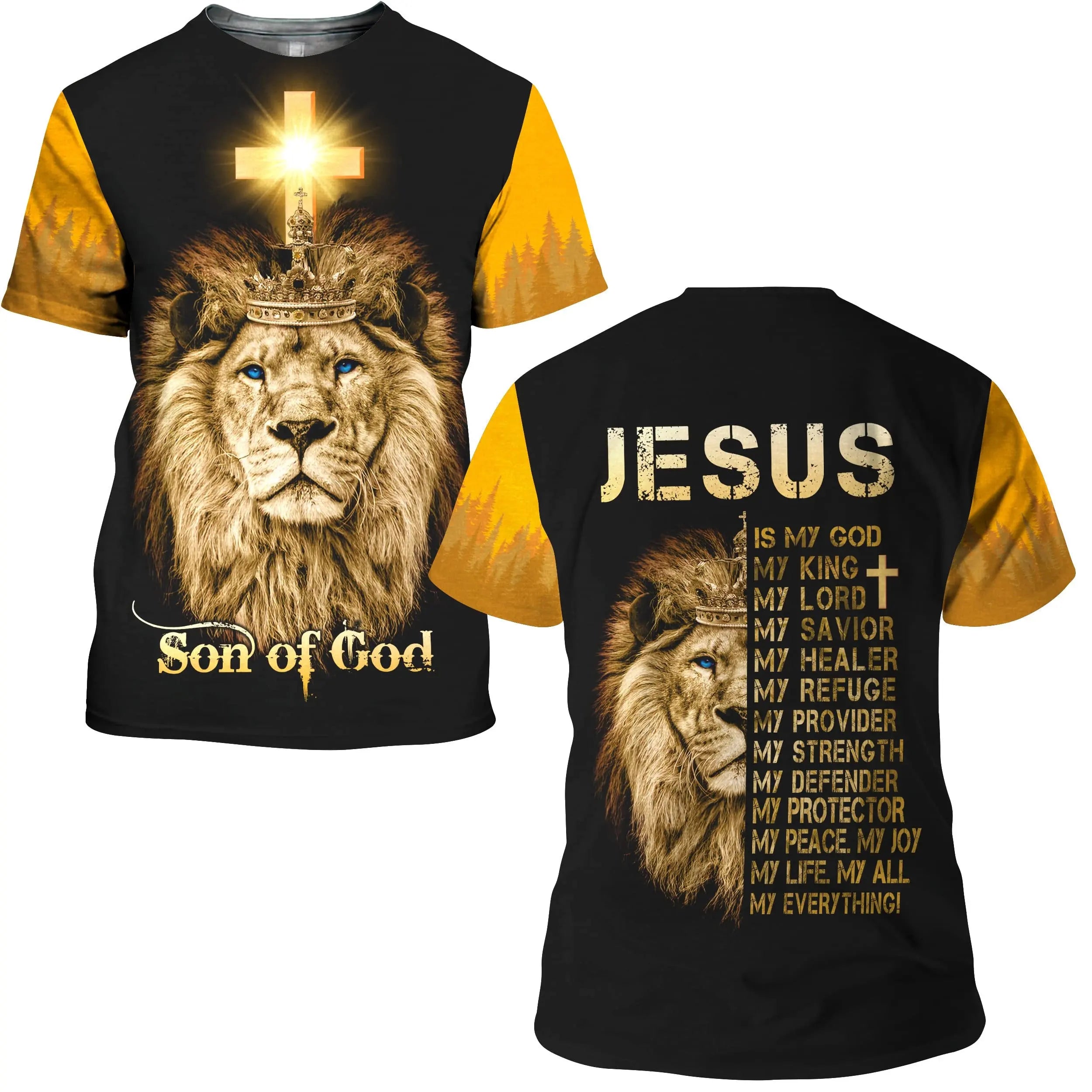 Summer Vintage T Shirt For Men Lion Graphic 3D Print Short Sleeve Christian Jesus T-shirt Men's Clothing Streetwear T-shirt
