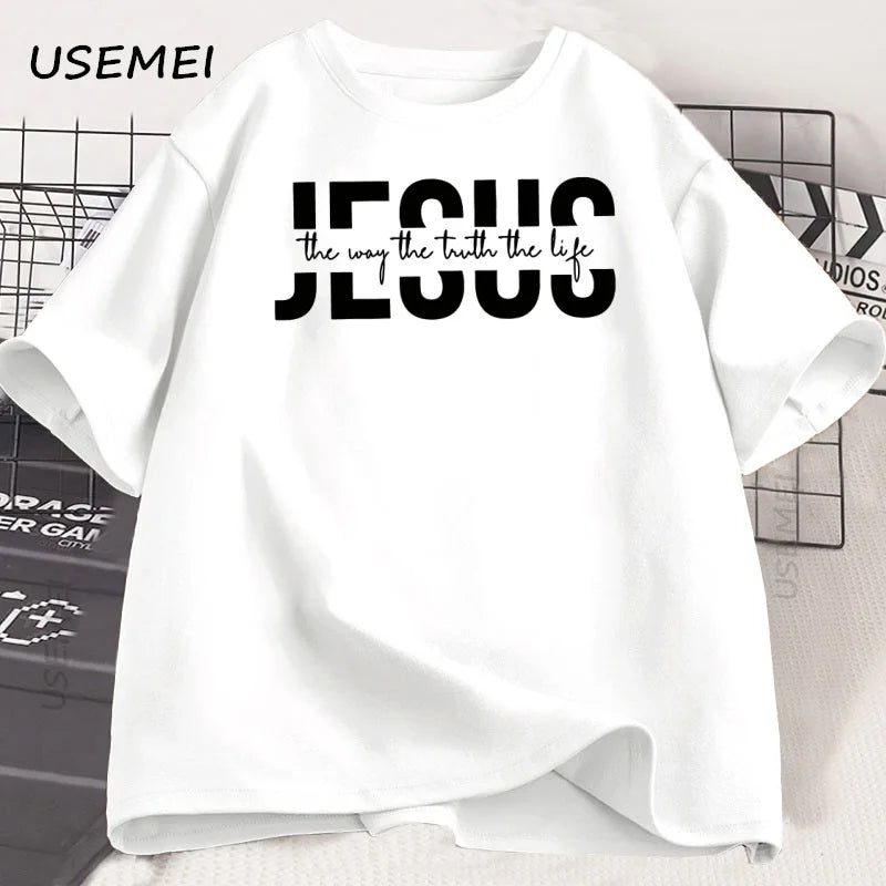Jesus Religious T Shirt Christian Cotton T-shirt Casual Round Neck Cotton Short Sleeve Tshirt Men Women Printed Tees Clothing