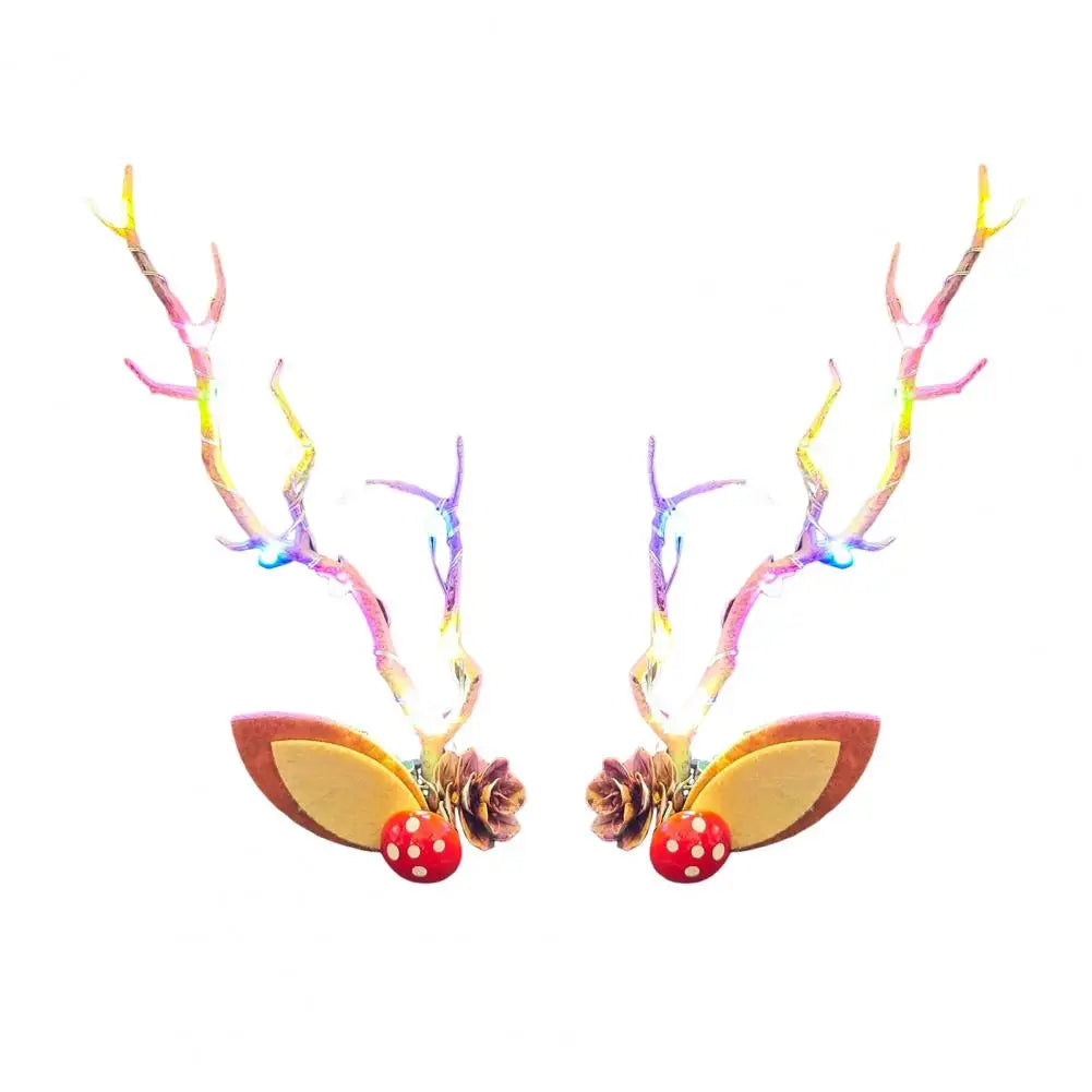 1 Pair Hair Pins LED Light Antler Decor Luminous Hair Clips Lightweight Easy to Wear Hairpins Christmas Hair Accessories