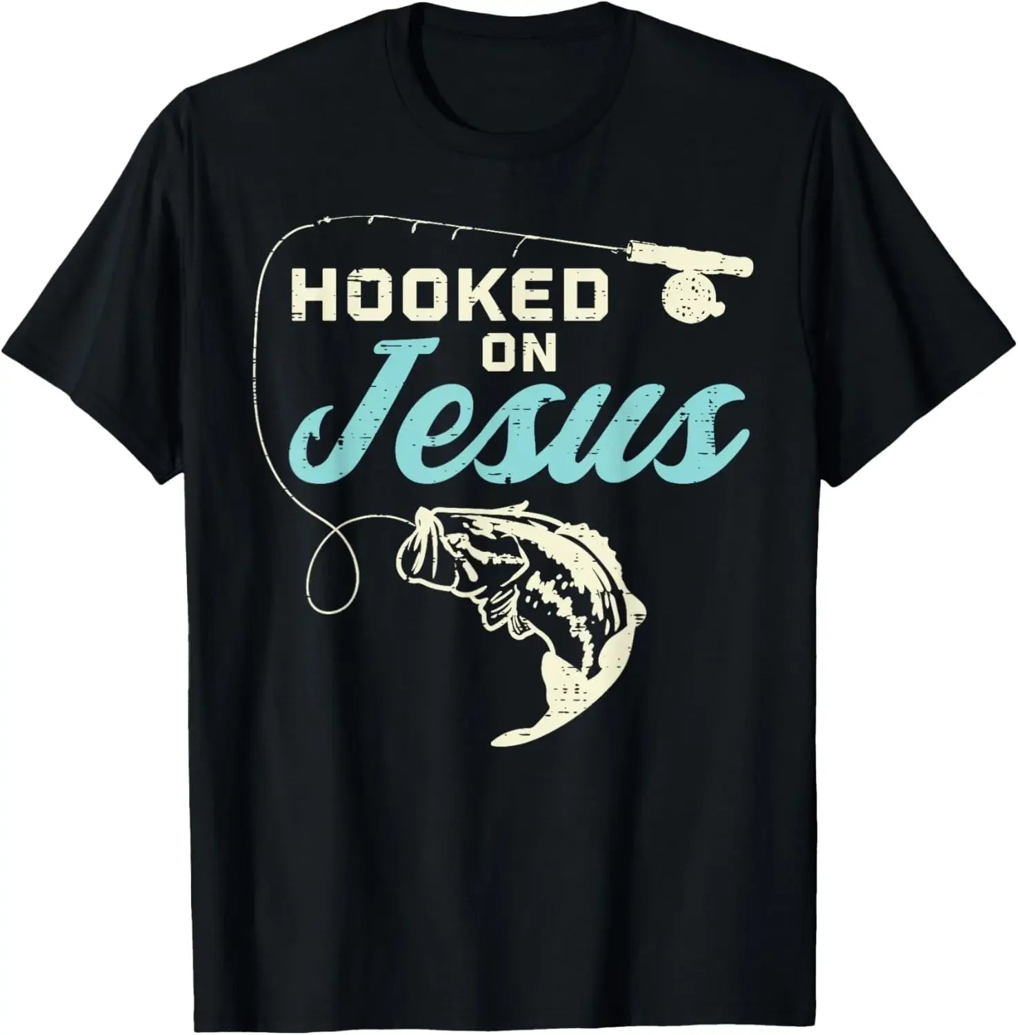 Jesus Christ Said Go Fishing Christian Fisherman Faith Graphic T Shirts Print on Demand Mens Clothing Camisas Streetwear