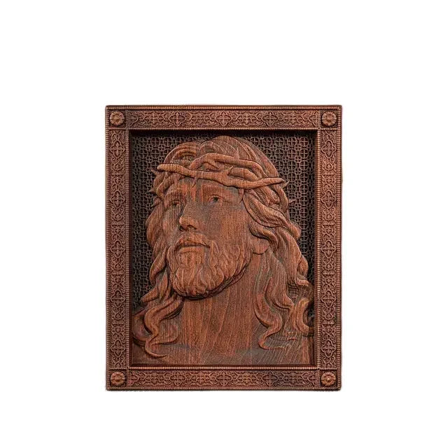 Vantage Jesus Crown of Thorns, Wood Carving, Christian Figure, Catholic Saint, Jesus Christ Wall Decor, Wooden Icon Gift