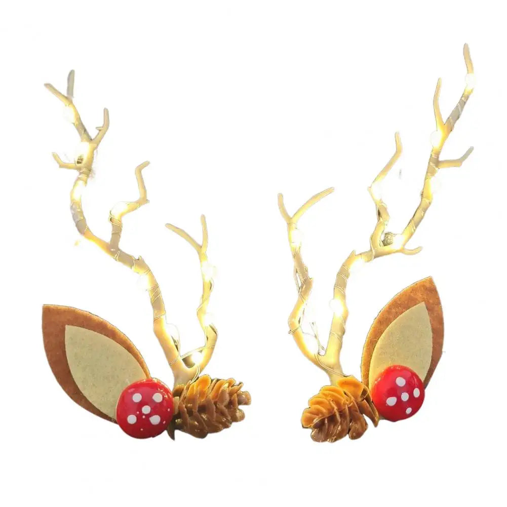 1 Pair Hair Pins LED Light Antler Decor Luminous Hair Clips Lightweight Easy to Wear Hairpins Christmas Hair Accessories