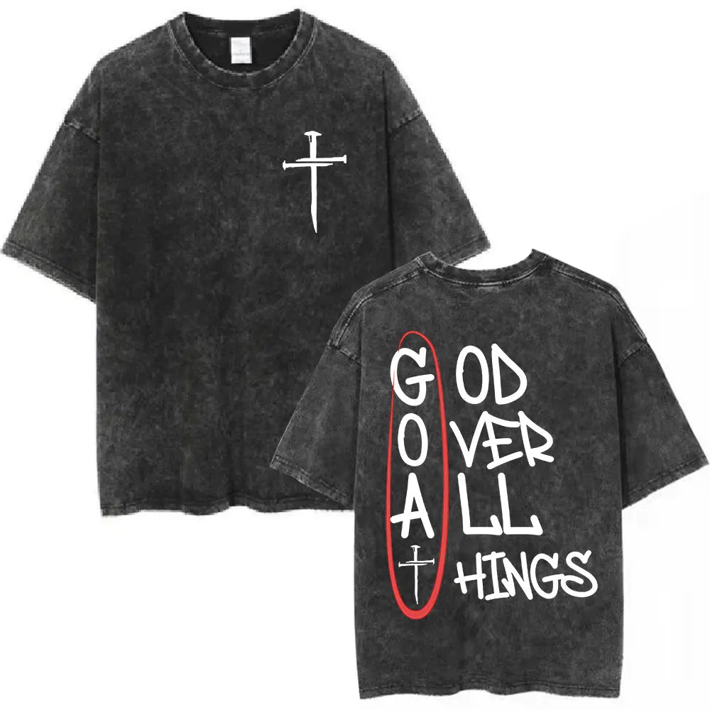 Washed Vintage Christian Jesus Bible Verse T-shirts Men Women Clothing Fashion Harajuku Cotton Short Sleeves Oversized T Shirts