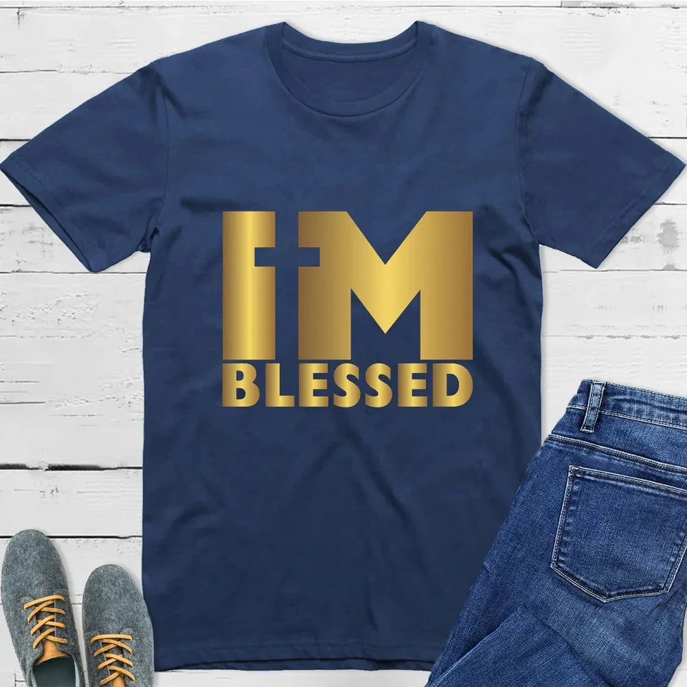 I'm Blessed Christian T-Shirt Men Women Short Sleeve Cotton Tees Luxury Brand Shirt Oversize Tops Summer Blouse Men's Clothing