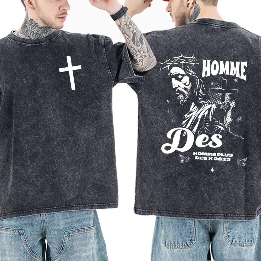 Christian Jesus Faith Bible Verse Washed T-shirts Men Women Clothing Fashion Vintage Oversized T Shirts Casual Cotton T-shirt