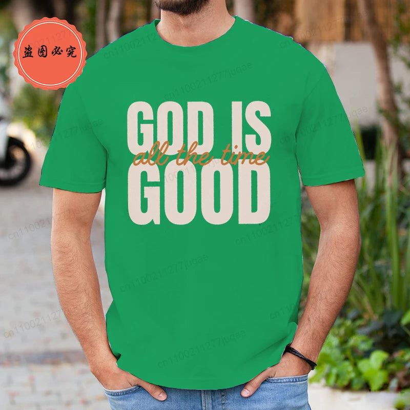 Retro Christian T-Shirt for Men Women Short Sleeve Funny T Shirt Tee Shirt God Is Good All The Time Fashion Summer Mens Clothing