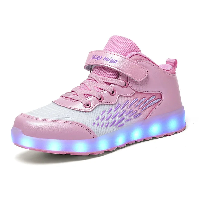 Students Opening Led Lights Casual Shoes Children's Birthday Gift Shoes Boys And Girls' Christmas Gifts Boots