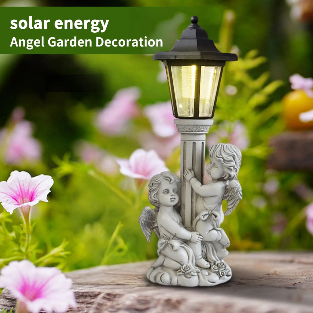Courtyard Handicrafts Solar Angel Garden Decorations Outdoor Porch Ornaments Creative Garden Lighting Halloween Christmas Gifts