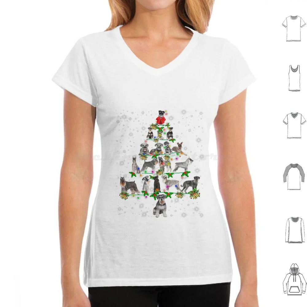 Schnauzer Christmas Tree Lights Funny Lover Dog T Shirt 6xl Cotton Cool Tee Christmas Xmas Funny Christmas Funny Xmas Christmas