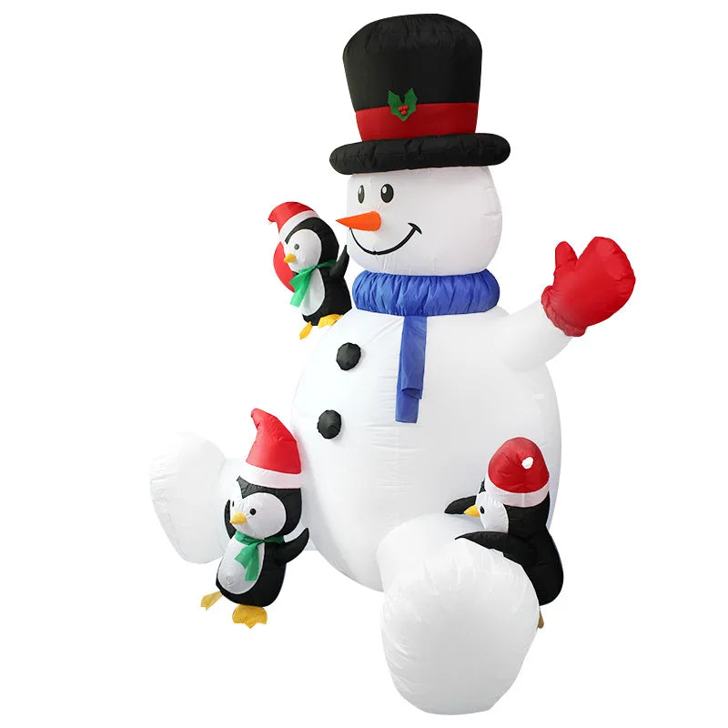 Christmas Inflatable Snowman Penguin Stacked Arhat with LED Lights Outdoor Party Christmas Decoration Garden Yard Props for Lawn