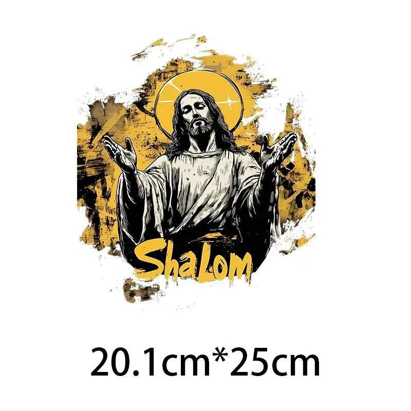 25cm Jesus Prayer Love Heat Transfer Stickers Iron On T-shirt and Canvas Bag DIY Decoration Christian Clothing