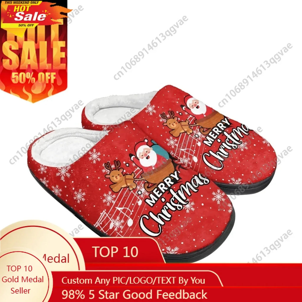 Christmas Cozy Santa Claus Pixie Christmas Home Cotton Slippers Mens Womens Teenager Plush Bedroom Keep Warm Custom Slipper