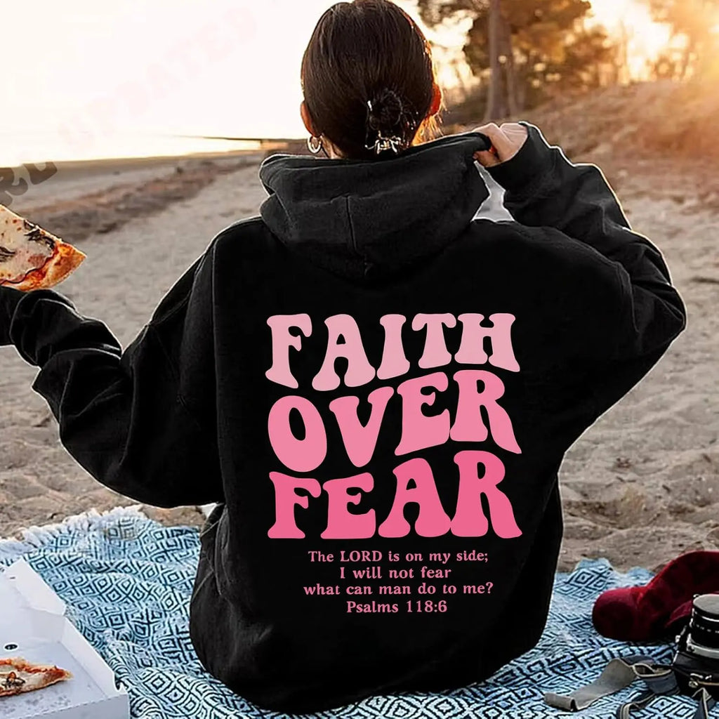 Faith Over Fear Hoodie Christian Jesus Bible Verse Faith Over Fear Sweatshirt Clothing