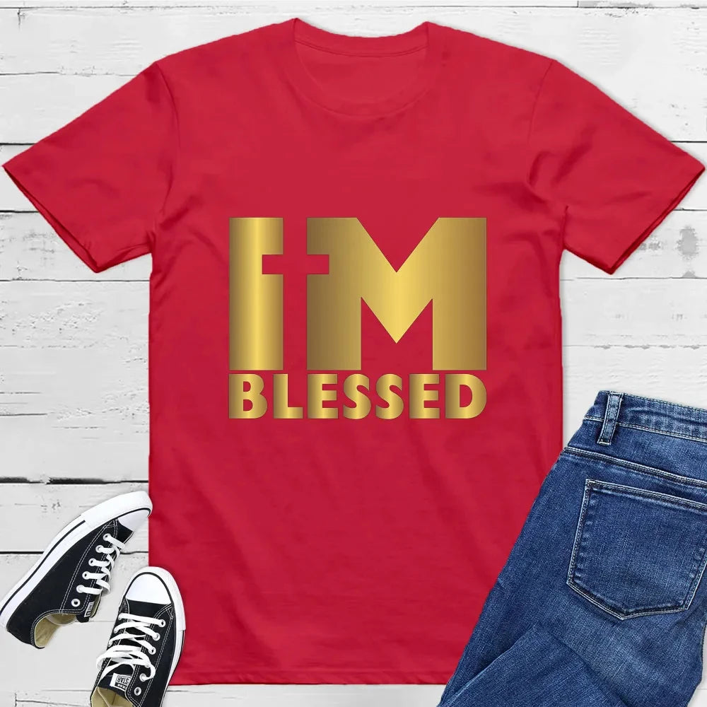 I'm Blessed Christian T-Shirt Men Women Short Sleeve Cotton Tees Luxury Brand Shirt Oversize Tops Summer Blouse Men's Clothing