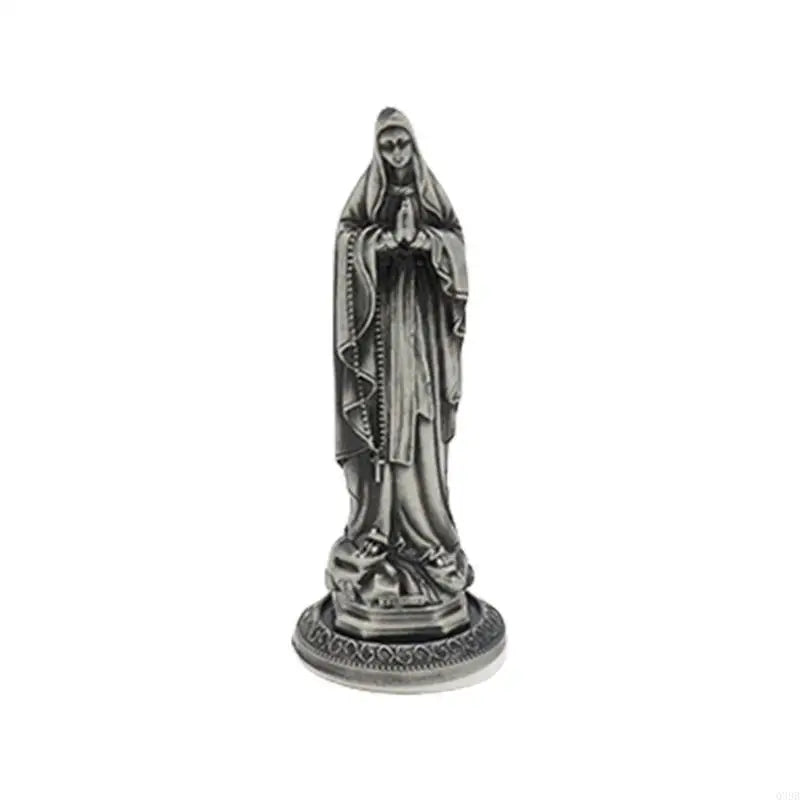 Q39B Vintage Antique Metal Standing Maria Figurine Catholic Miniature Statue Christian Religious Ornament for Tabletop Decors