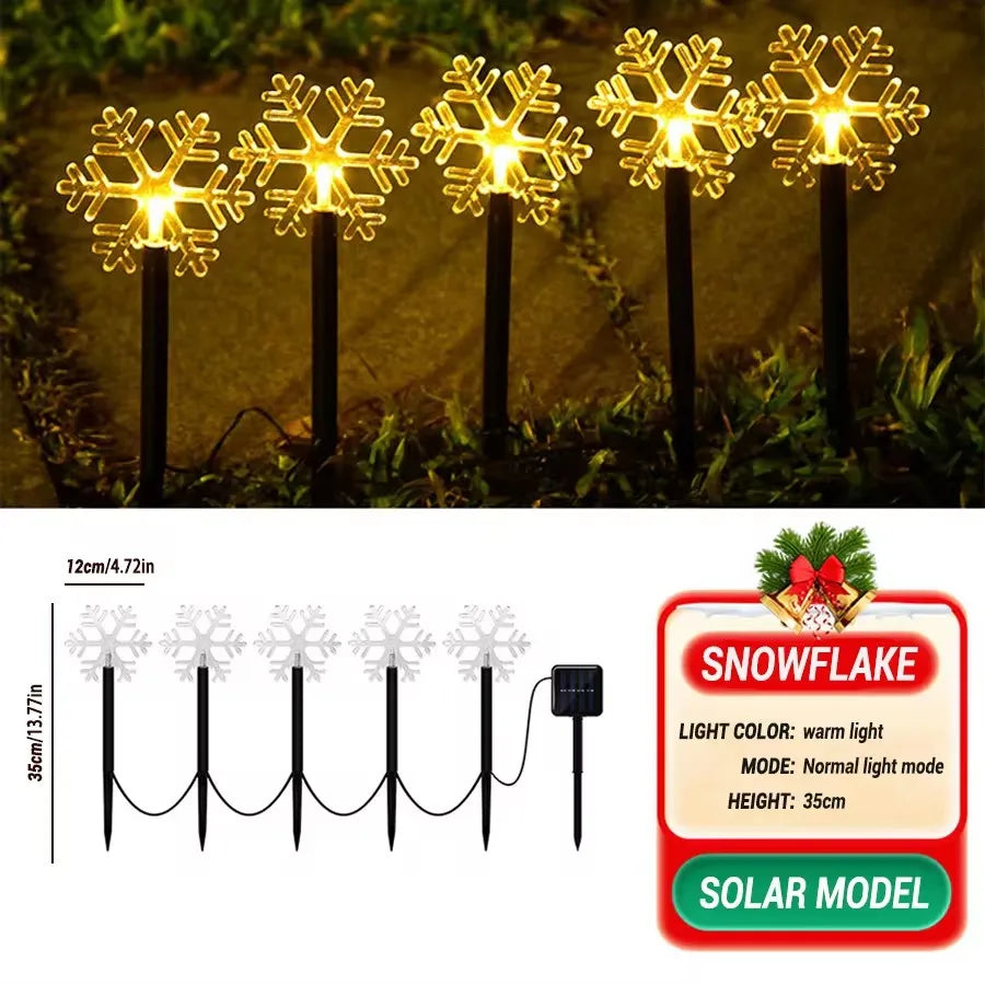 5PCS LED Light Lovely Santa Claus Plug-in Lamp Solar Charging Light Christmas Outdoor Decorative Landscape Light Garden Light