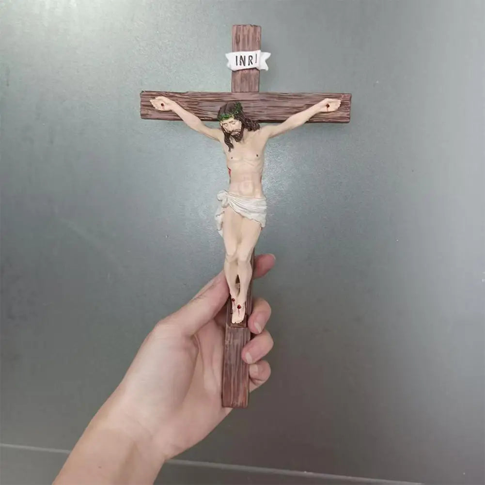 Easter Wall Cross Resin Figurine Jesus Home Office Desktop Decor Religious Holiday Ornament Gift Art Sculpture For Christian