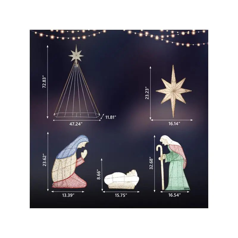 121x30x185cm 4.5V 3.6W Green Onion Cloth with Leather Thread, 10% Flashing Light, Christmas Nativity Scene Decoration