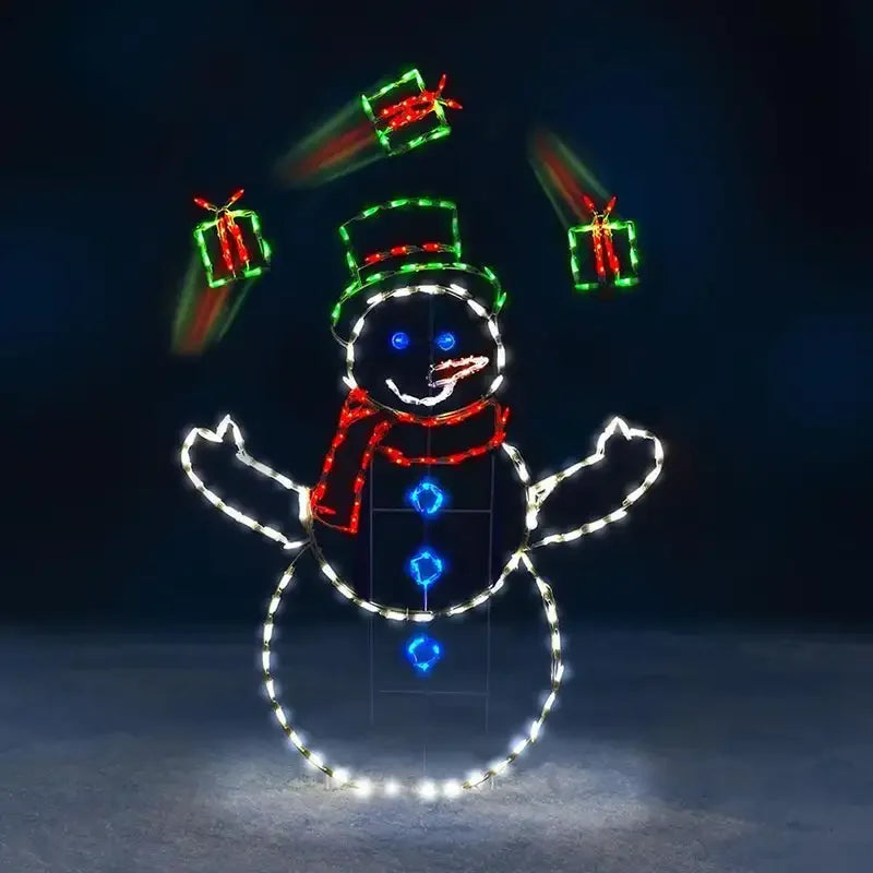 Animated LED Snowman Ornament with Glitter Light for Christmas and Holiday Party Winter Garden Yard Outdoor Decor