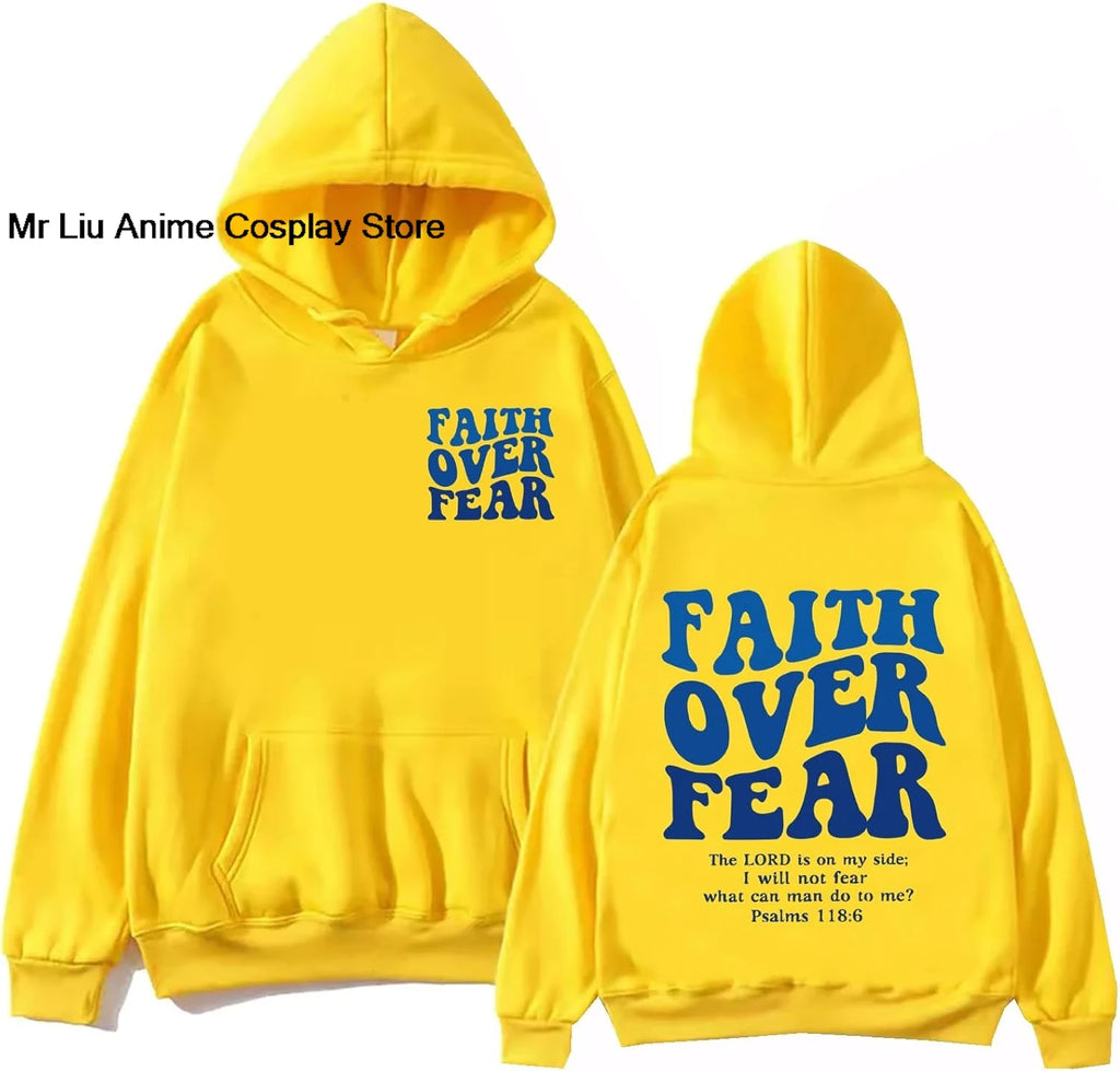 Faith Over Fear Hoodie Christian Jesus Bible Verse Faith Over Fear Sweatshirt Clothing