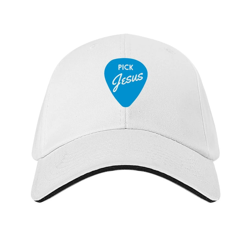 Pick Jesus, guitar pick, Christian Clothing Baseball Cap Golf Wear Luxury Cap Snap Back Hat Visor Mens Hats Women's