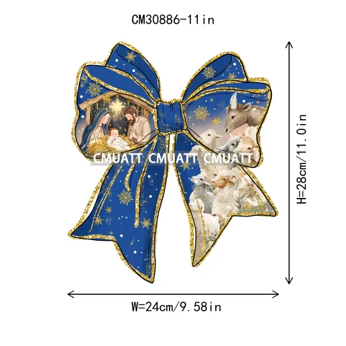 Coquette Jesus Glory To God In The Highest Christian Merry And Bright Christmas DTF Heat Transfer Stickers Iron On For Clothing