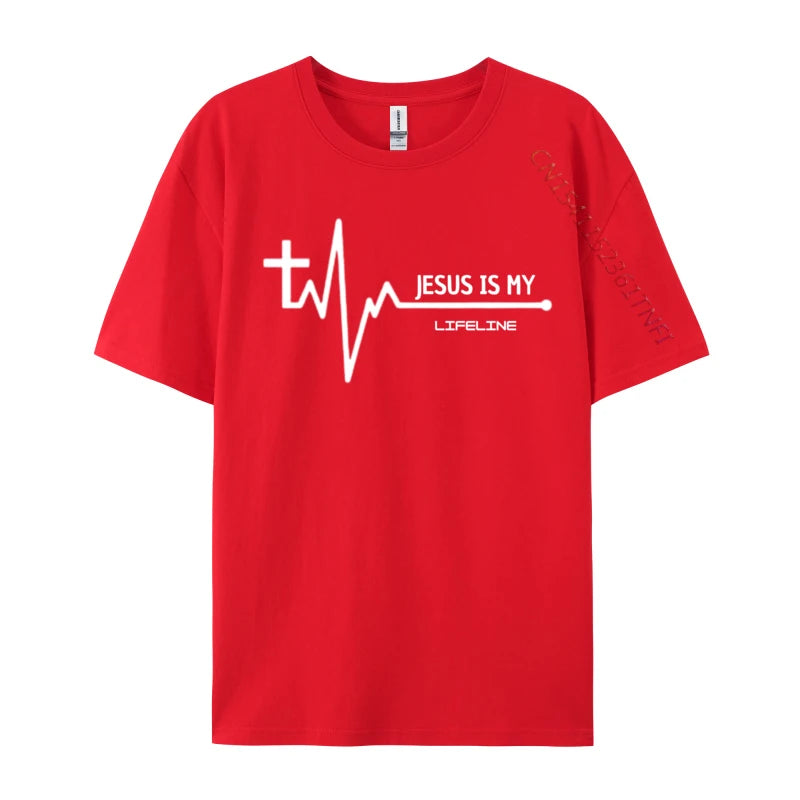 Christian Heartbeat Cross Graphic Fitness Tight Gift Cotton Man Tops Tees Birthday Top T-Shirts 2024 T-Shirt Men Clothing