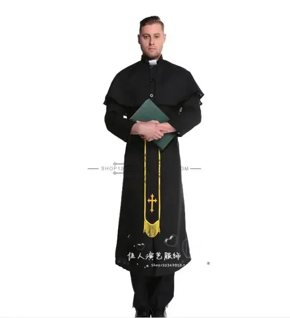 CosplayClergy Robes Pastor Clothing Nuns Halloween Cosplay Christian Perform Men Gown