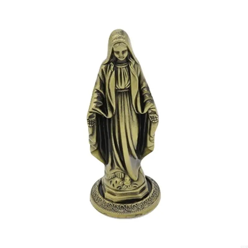 Q39B Vintage Antique Metal Standing Maria Figurine Catholic Miniature Statue Christian Religious Ornament for Tabletop Decors