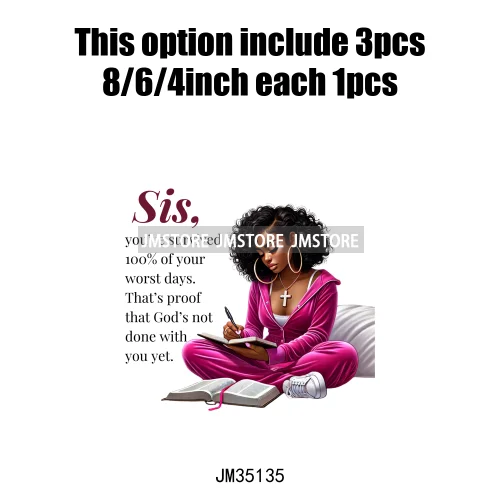 Christian Black Woman Positive Affirmation Bible Praying Blessed Iron on DTF Transfers Stickers Ready to Press for Clothing Bags