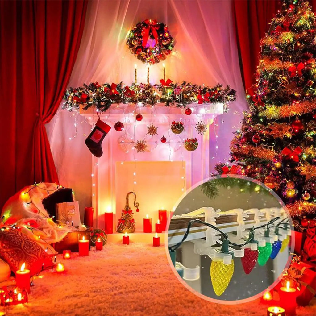 Christmas Light Clips 10-Piece Christmas Gutter LED String Light Clips Festive Lamp Hanger For Soffit Decoration Siding Deck