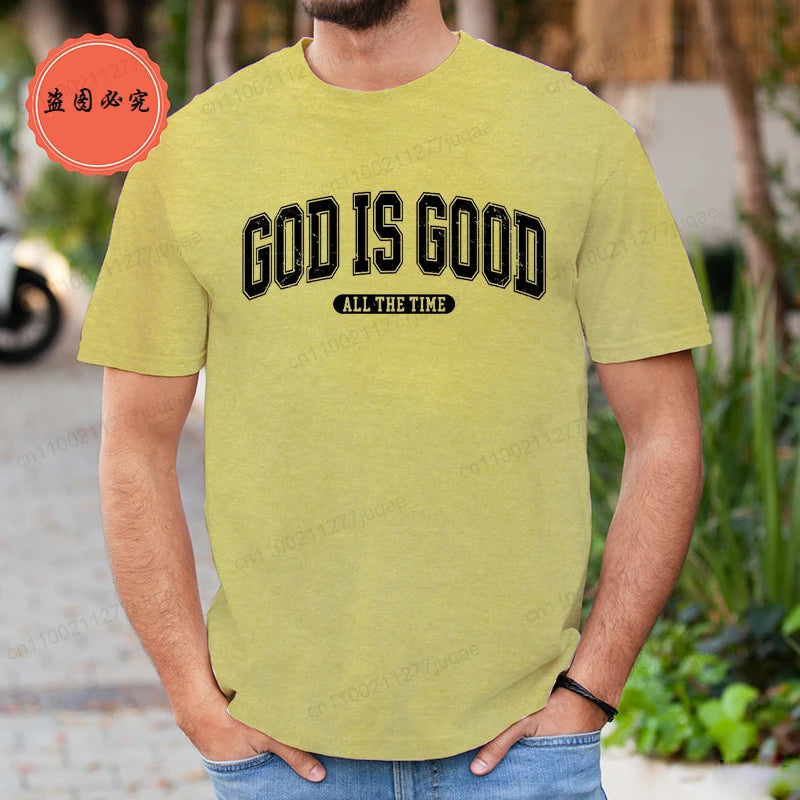 Retro Christian T-Shirt for Men Women Short Sleeve Funny T Shirt Tee Shirt God Is Good All The Time Fashion Summer Mens Clothing